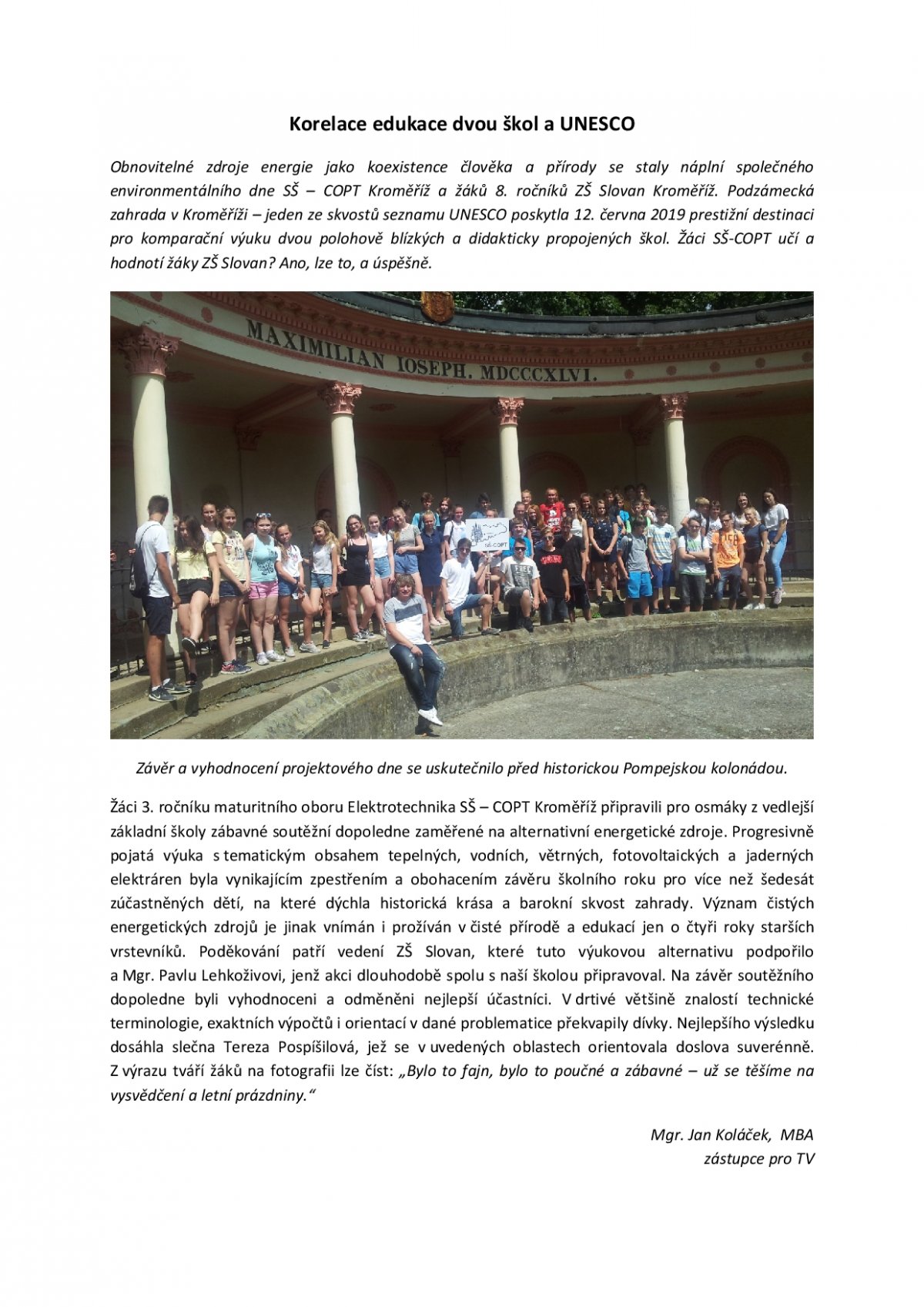 Korelace edukace dvou škol a UNESCO