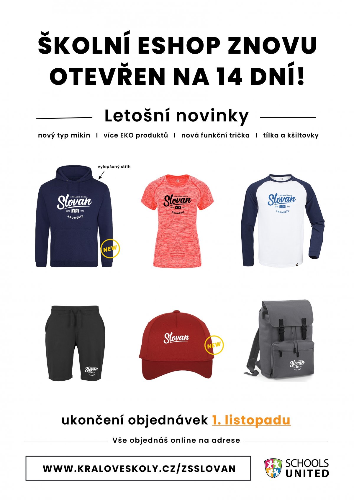 Volnočasová kolekce školního oblečení ZŠ Slovan